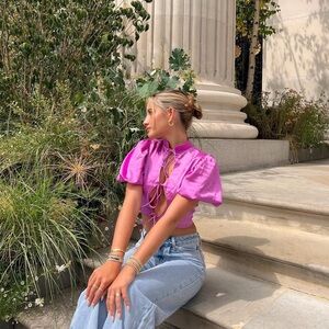 Nasty Gal Purple Tie Crop Top Size 0